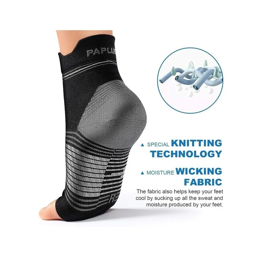 PAPLUS Compression Foot Sleeves 6 Pairs Black XL Plantar Fasciitis Arch‎ Support